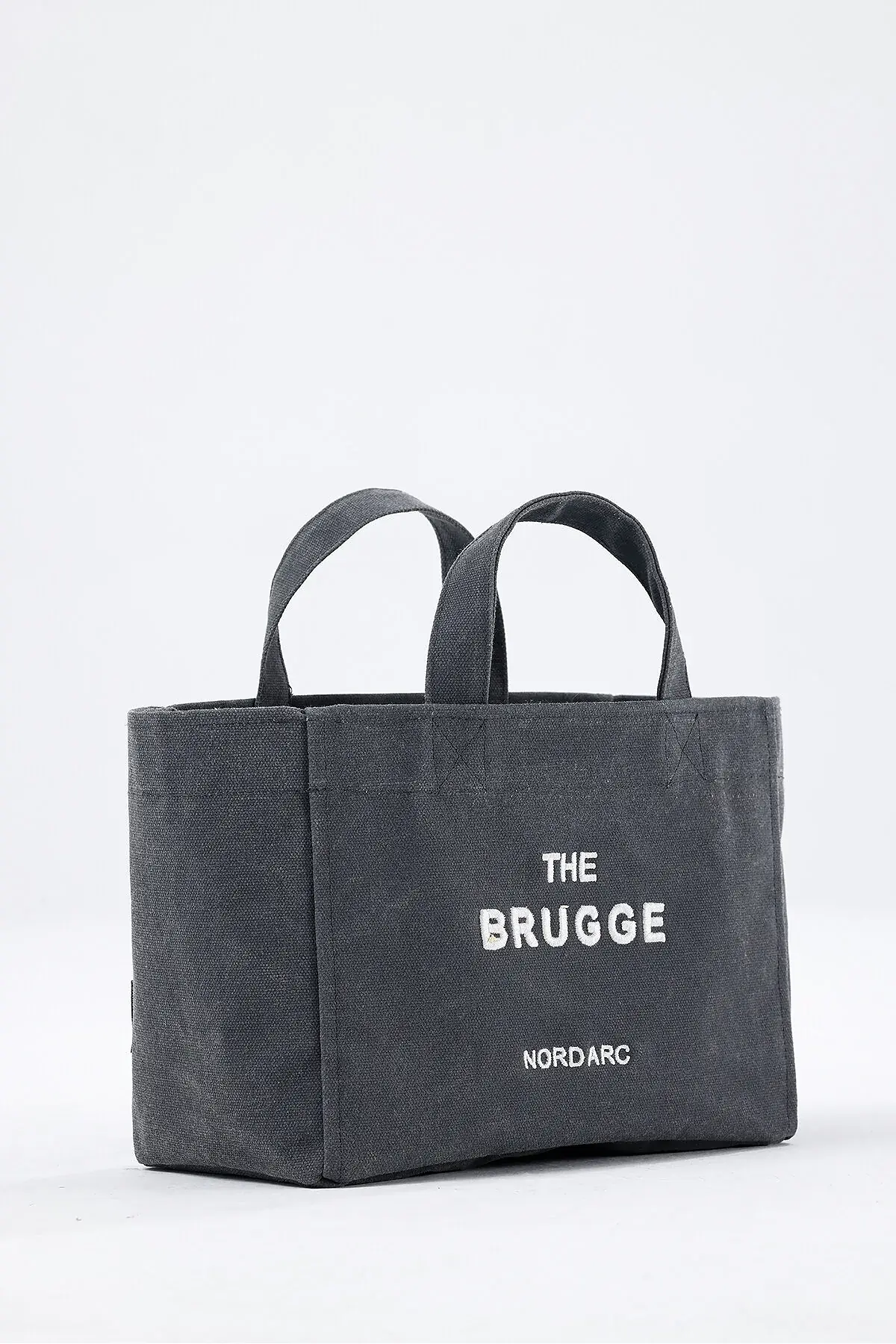 The Brugge Tote Bag Mumlu Kanvas Çanta Gri görsel 6