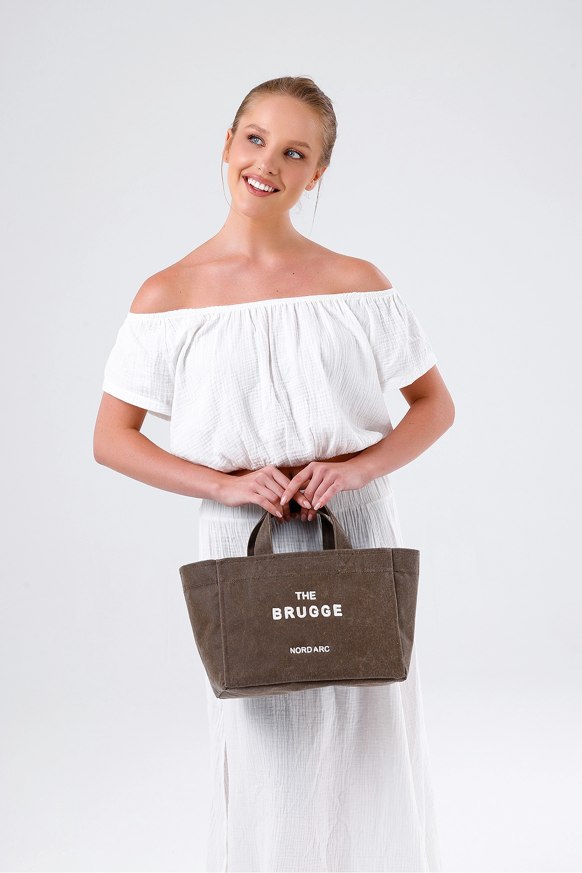 The Brugge Tote Bag Mumlu Kanvas Çanta Kahverengi görsel 4