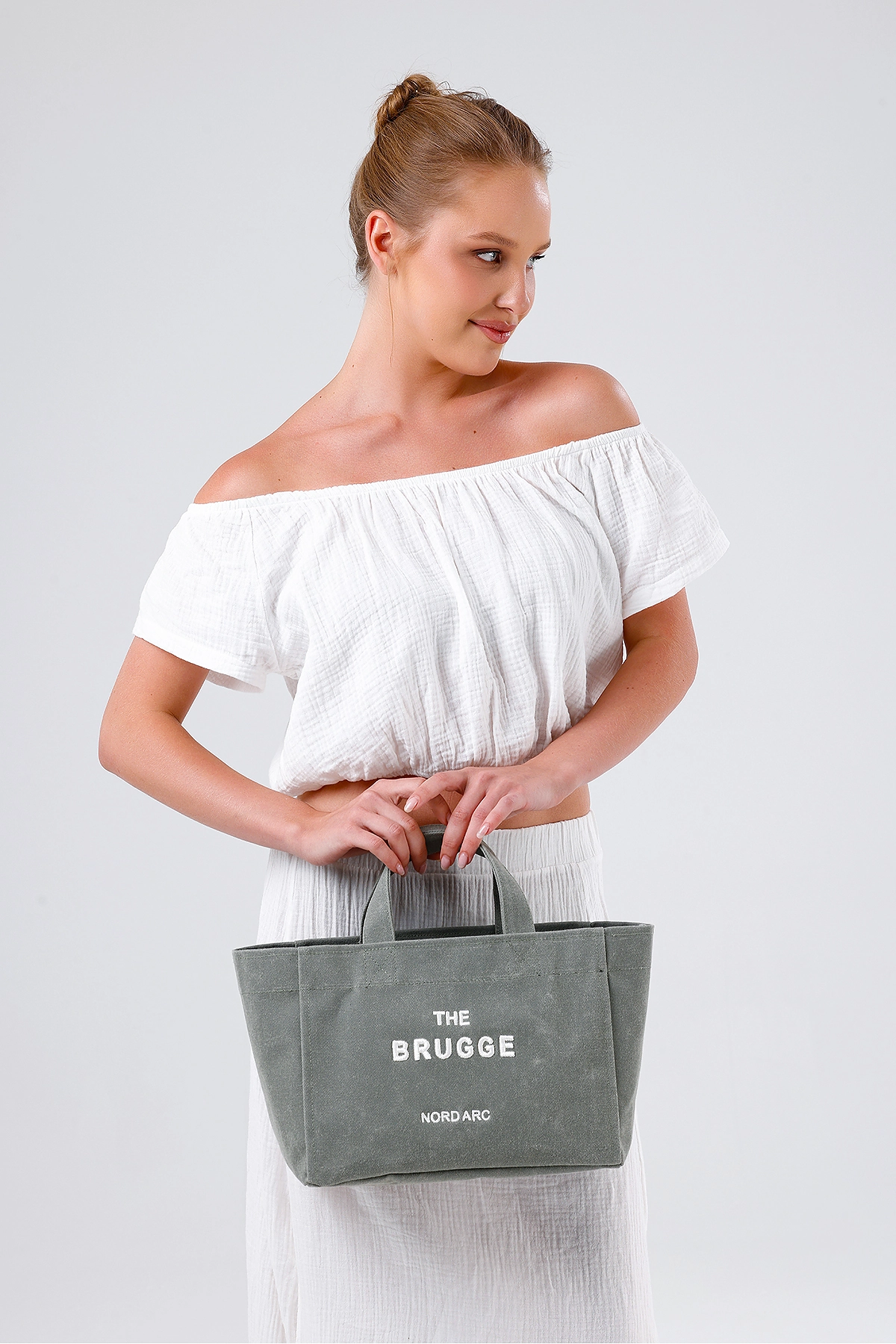 The Brugge Tote Bag Mumlu Kanvas Çanta Yeşil ürün videosu