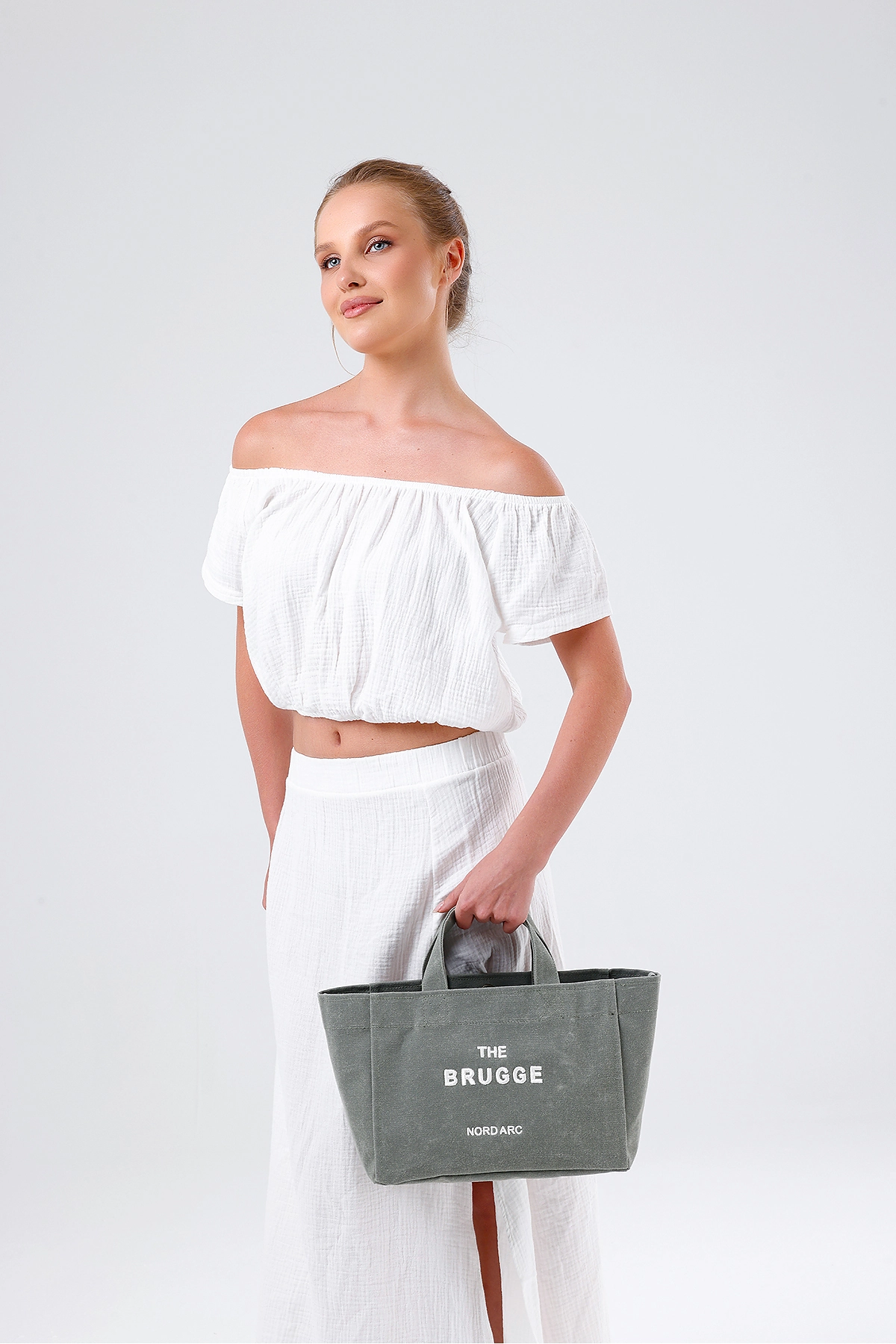 The Brugge Tote Bag Mumlu Kanvas Çanta Yeşil görsel 4