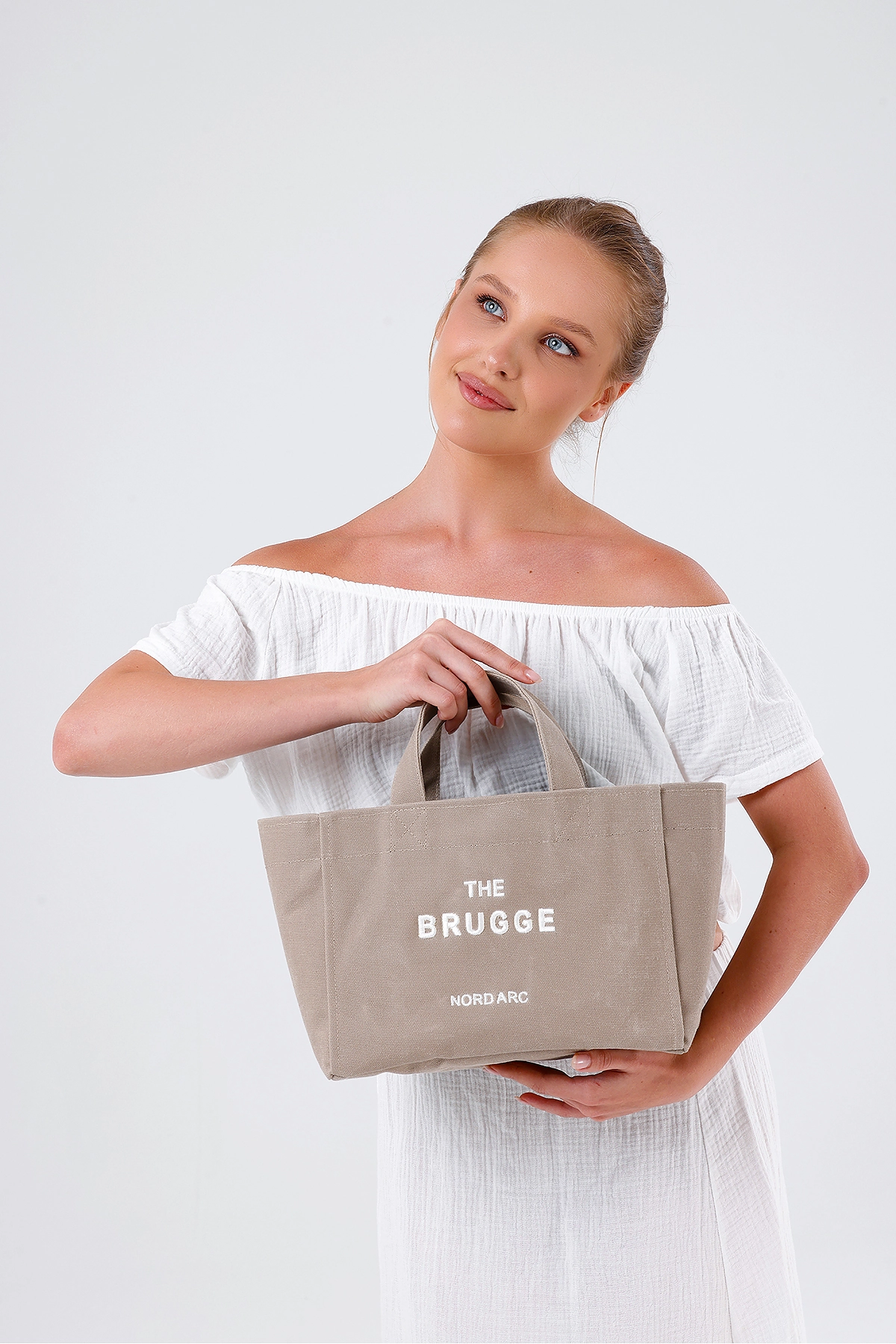 The Brugge Tote Bag Mumlu Kanvas Çanta Bej görsel 3