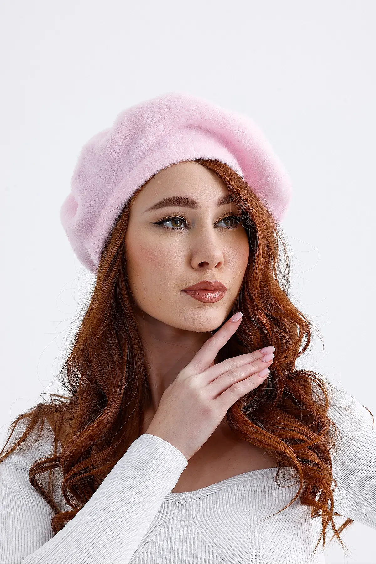 Paris Yün Ressam Şapka Pudra Pembe görsel 6