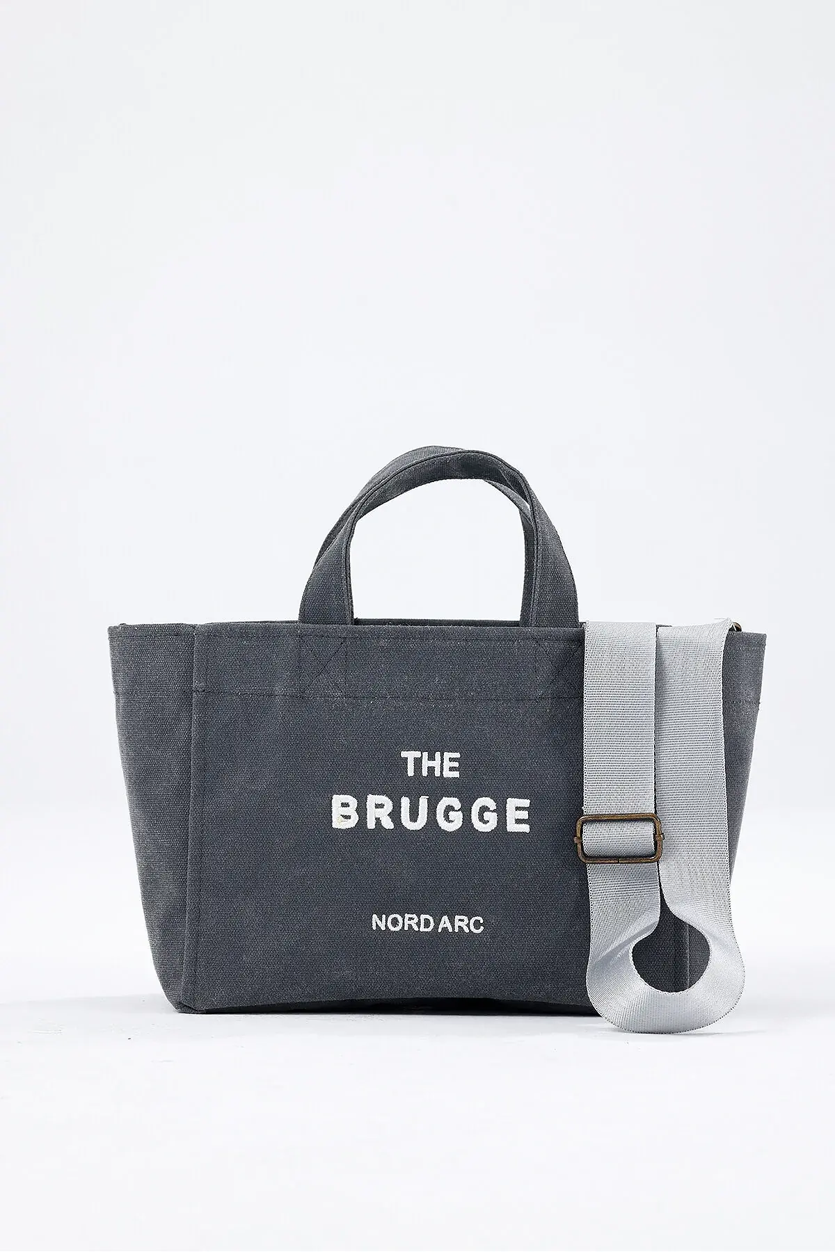 The Brugge Tote Bag Mumlu Kanvas Çanta Gri
