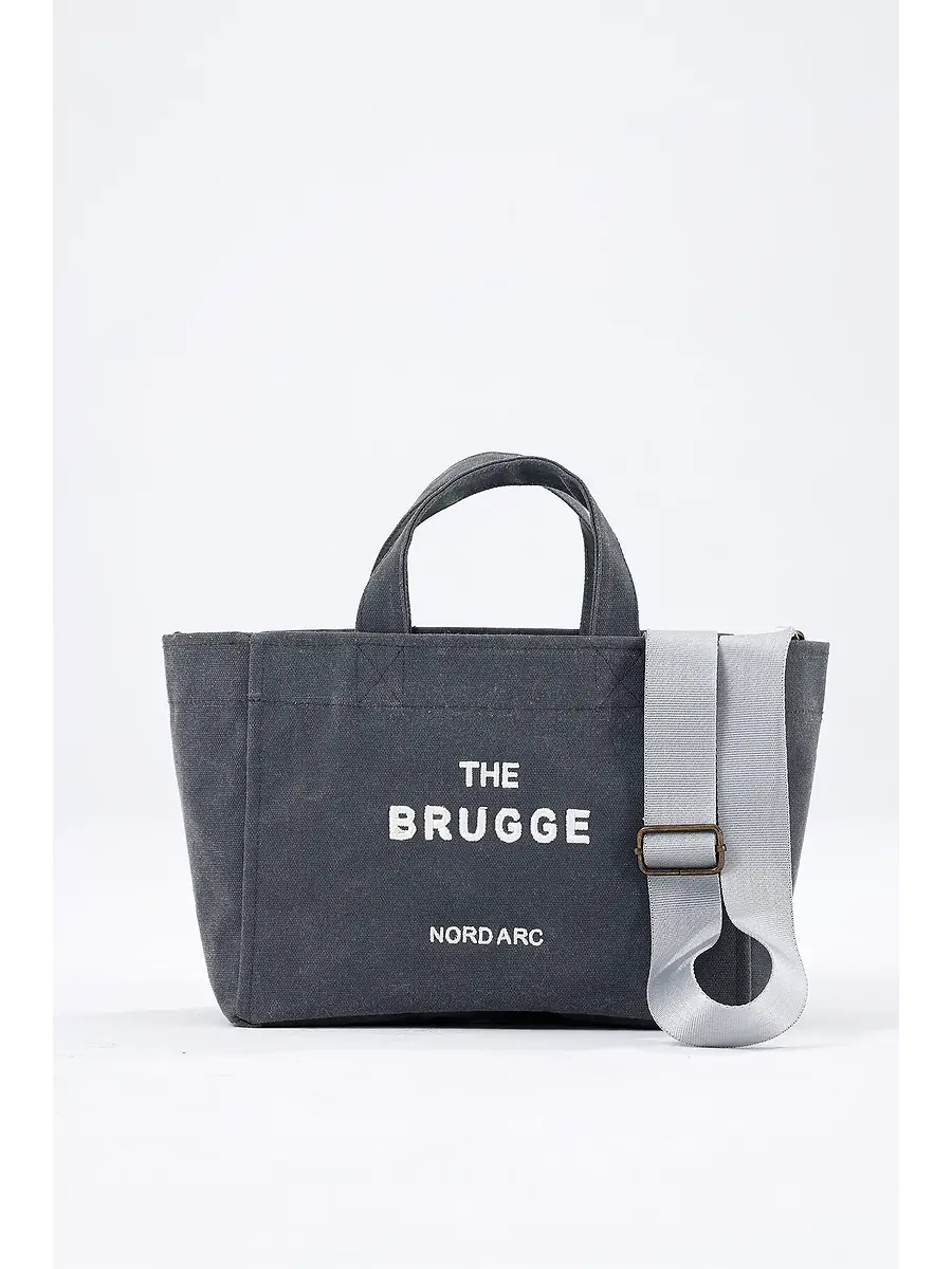 The Brugge Tote Bag Mumlu Kanvas Çanta Gri
