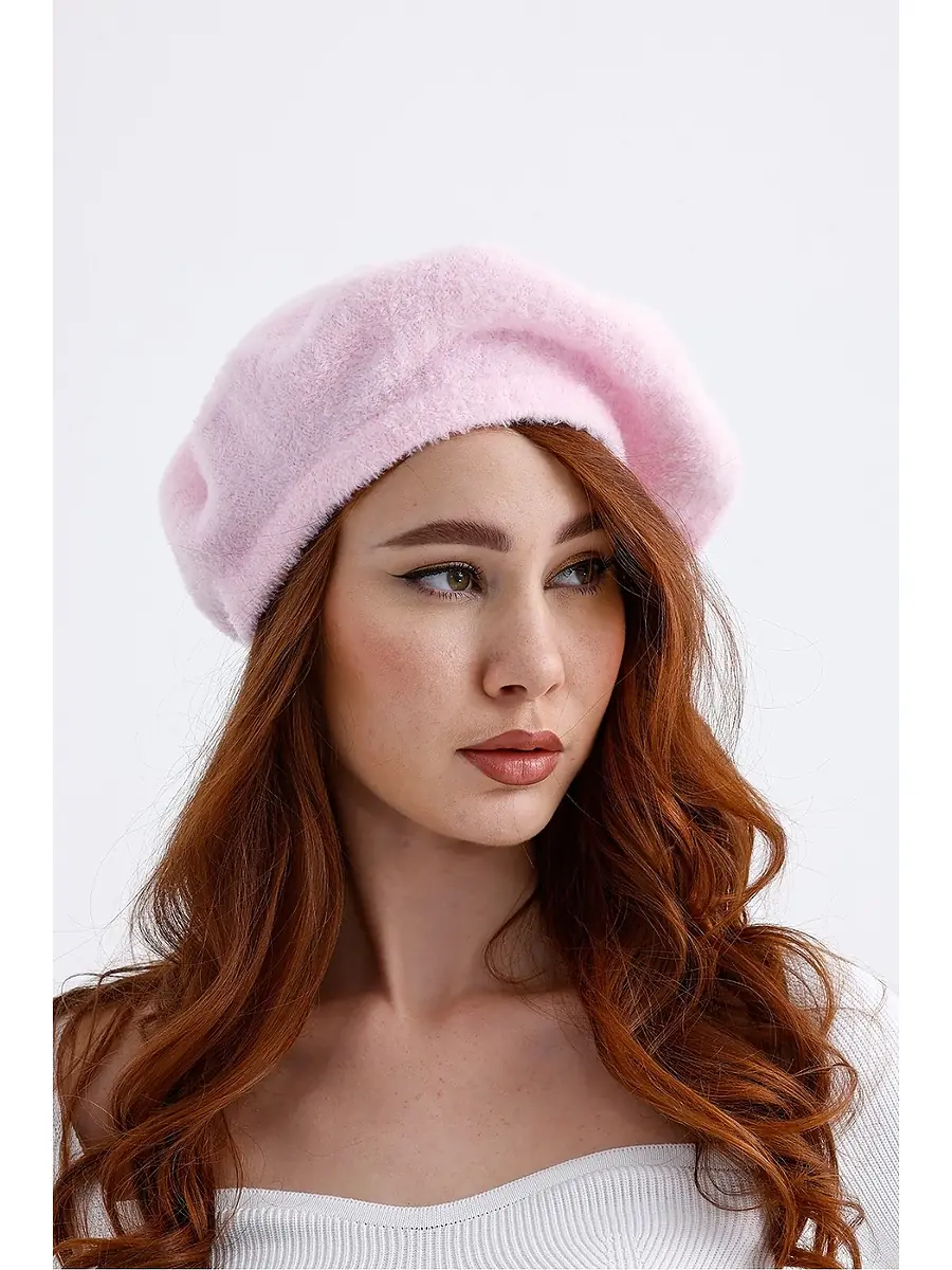 Paris Yün Ressam Şapka Pudra Pembe