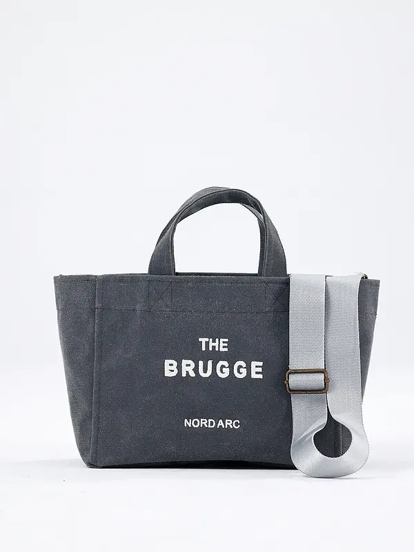 The Brugge Tote Bag Mumlu Kanvas Çanta Gri