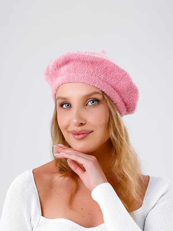 Paris Yün Ressam Şapka Pembe
